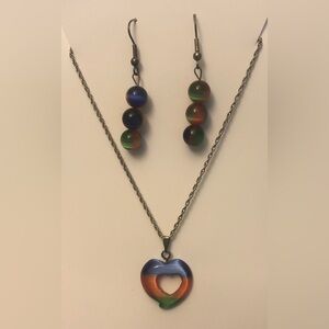 Estate Sale! Vintage Heart Pendant Necklace/Earrings Set by Hallmark Cards Inc